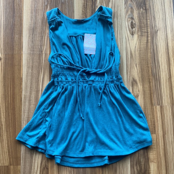 Free People Beach Bound Ocean Blue Tank Small - Picture 3 of 5